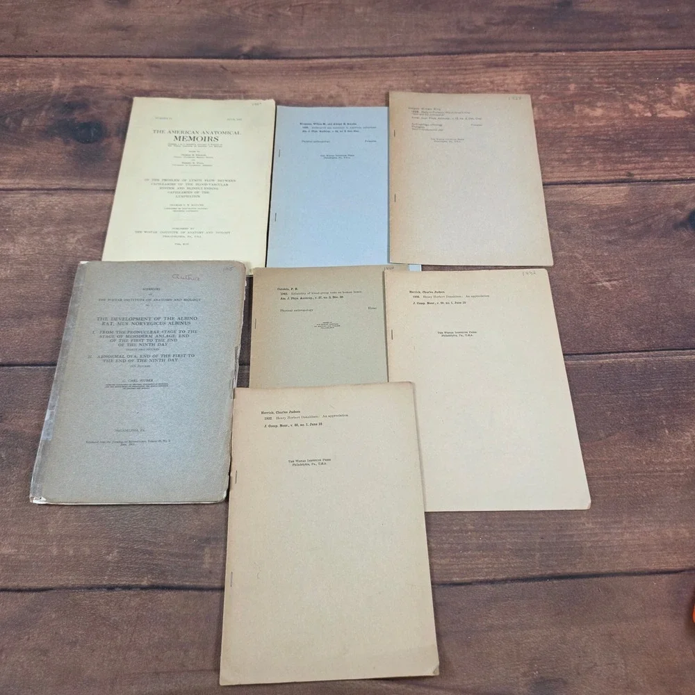 The Wistar Institute Scientific Memoirs Reprints Lot 7 Tan Good Anatomy 1915-32